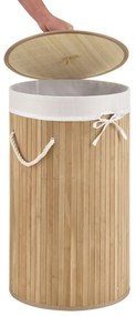 Juskys Coș de rufe din bambus Curly Round - natural