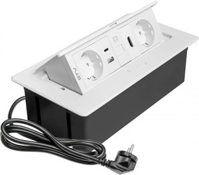 Priza incorporabila in blat Multi Soft GTV, 2 prize Schuko, USB A + C, HDMI, RJ45, alb, 240 x 120 mm Aluminiu Plastic, Alb, L:240 mm; l:120 mm; H:73