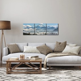 Tablou cu munții înzăpeziți (cu ceas) (90x30 cm)