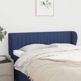 3117386 vidaXL Tăblie de pat cu aripioare, albastru, 147x23x78/88 cm textil