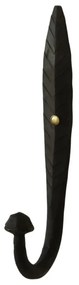 Cuier negru, din metal, cu agatatoare, model frunza, Ria