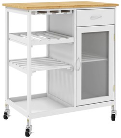 HOMCOM Carucior de servire carucior de bucatarie cu rotile multi-rangament dulap cu usa raft pentru sticle de vin alb | Aosom Romania