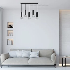 Lustră pe cablu DANTE 5xGU10/25W/230V neagră/crom lucios