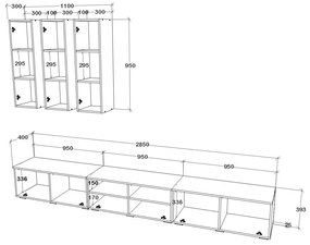 Living haaus V7, Alb/Stejar Artisan, L 285 cm