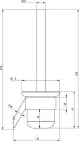 SILIA - Perie Toaletă cu Montare pe Perete, Bronz Periat (ADI_C711)