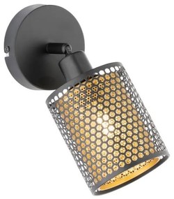 Spot de perete CHEVAL 1xE14/28W/230V negru/auriu Wofi 12106