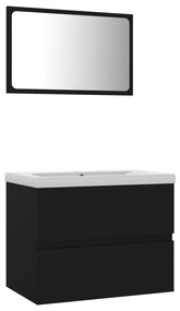 Set mobilier de baie, negru, lemn prelucrat