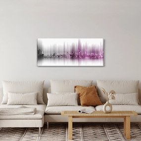 Tablou - Panorama orașului, roz-gri (120x50 cm)