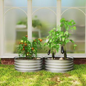 Outsunny Set 2 Paturi Înălțate de Gradină, Jardiniere Exterior cu Margine Protecție, Ideal pentru Flori și Legume, Design Ergonomic | Aosom Romania