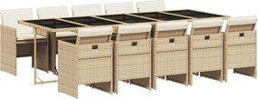 vidaXL Set mobilier de grădină cu perne, 11 piese, bej, poliratan