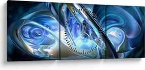 Tabloul fractalilor în albastru (cu ceas) (90x30 cm)