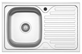 Set Masca Chiuveta Karo, Lemn Natural/Alb, 80 x 50 x 80 cm, Chiuveta Inox, Cuva stanga