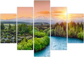 Tablou - Pădure peisaj montan (150x105 cm)