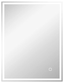 HOMCOM Oglinda de baie cu iluminare 90x70 cm LED Spiegel Wandspiegel cu functie de memorie 3 culori Argintiu | Aosom Romania