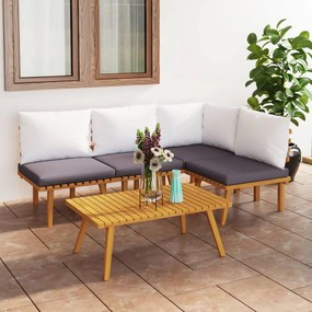 3087028 vidaXL Set mobilier de grădină cu perne, 5 piese, lemn masiv acacia