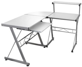 vidaXL Birou de computer colțar, alb, 132x112x99 cm, lemn prelucrat