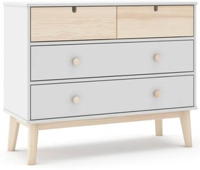 Comodă pentru copii albă joasă 100x81 cm Estefania – Marckeric