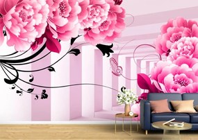 Tapet Premium Canvas - Bujori roz