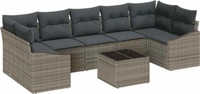 vidaXL Set de canapea cu pernă cu depozitare 8 pcs Gri poliratan