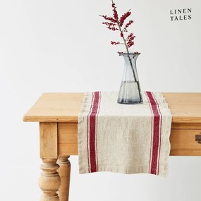 Napron de masă din in 40x200 cm Red Stripe Vintage – Linen Tales
