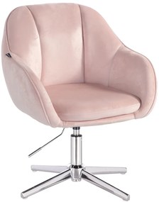 HR12055CROSS Scaun Roz Pudra din Catifea cu Bază Cromata