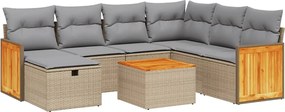 vidaXL Set canapele de grădină, 8 piese, cu perne, bej, poliratan