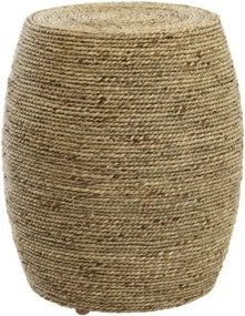 Taburet rotund din frânghie de cânepă, natur, în formă de butoi, folosit și ca măsuță laterală, 52 x Ø 45 cm, „Cáuamo”