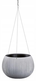 Ghiveci decorativ cu lant, rotund, gri, 2.3 L, 23.8x16.1 cm, Beton Bowl WS