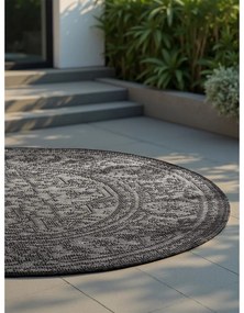Covor pentru exterior și interior alb-negru rotund ø 160 cm Duet Kona – NORTHRUGS