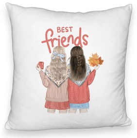 Perna Decorativa Fluffy, Model Best Friends, 40x40 cm, Alba, Husa Detasabila, Burduf