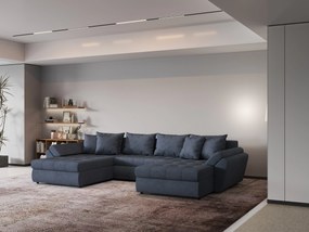 Colțar extensibil dumonde cu ladă de depozitare si sezut confortabil din spuma high-density, Loana U Enjoy Antracit 355x185 cm