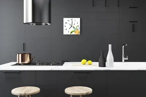Ceas de perete din sticla pătrat Lemon Bucătărie Galben