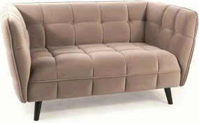 Canapea CASTELLO 2, bej/wenge, stofa catifelata/lemn, 145x85x78 cm