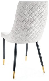 Scaun de bucaterie Piano Velvet, gri deschis/negru