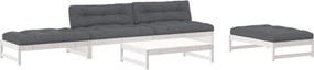 vidaXL Set mobilier de grădină cu perne, 5 piese, alb, lemn masiv