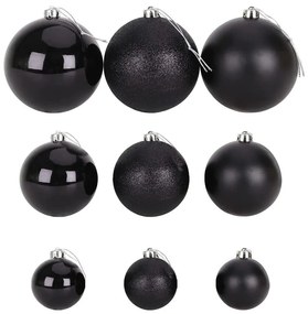 Set ornamente de brad, 112 piese, negru