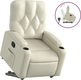 vidaXL Fotoliu rabatabil cu ridicare, crem, piele ecologică