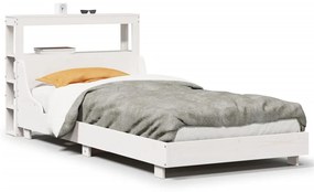 3306442 vidaXL Cadru pat fără saltea, alb, 90x190 cm, lemn masiv de pin