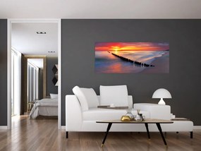 Tablou - Apus de soare, Marea Baltică, Polonia (120x50 cm)