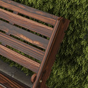 Outsunny Bancă de Exterior din Lemn pentru 2 Persoane, Bancă Pliabilă cu Spătar și Șezut cu Șipci, Bancă pentru Patio, Finisaj Carbonizat | Aosom Romania