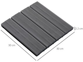 Outsunny, gresie exterior, set de 11 placi, 30x30x2.2 cm, gri | Aosom Ro
