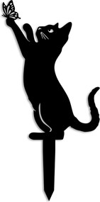 Decoratiune gradina CAT 01, negru, metal, 24x34 cm