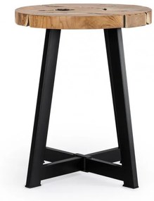 Masuta de cafea maro/neagra din lemn de Teak si metal, ∅ 40 cm, Elwood Bizzotto