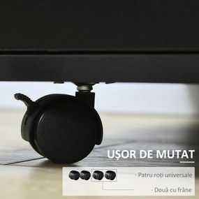 HOMCOM Suport de imprimantă organizator birou dulap ușă 3 nișe + blat mare panouri particule negru | Aosom Romania