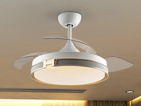 Lustra LED cu Ventilator si telecomanda, lame retractabile HERON alb/auriu