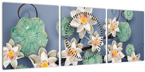 Tablu cu nufăr (cu ceas) (90x30 cm)