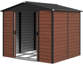 Outsunny Casa din metal, rezistent la intemperii și rugină, cu lacăt, 2,40 x 2,06 x 1,98 m, lemn | Aosom Romania