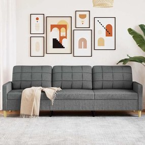 vidaXL Canapea cu 3 locuri, gri închis, 210 cm, material textil