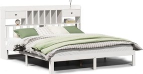 vidaXL Pat cu bibliotecă fără saltea, 180x200 cm, lemn masiv de pin