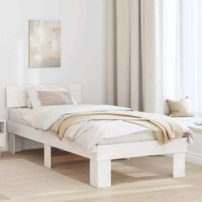 vidaXL Cadru de pat cu headboard Alb 90 x 190 cm Lemn de brad solid